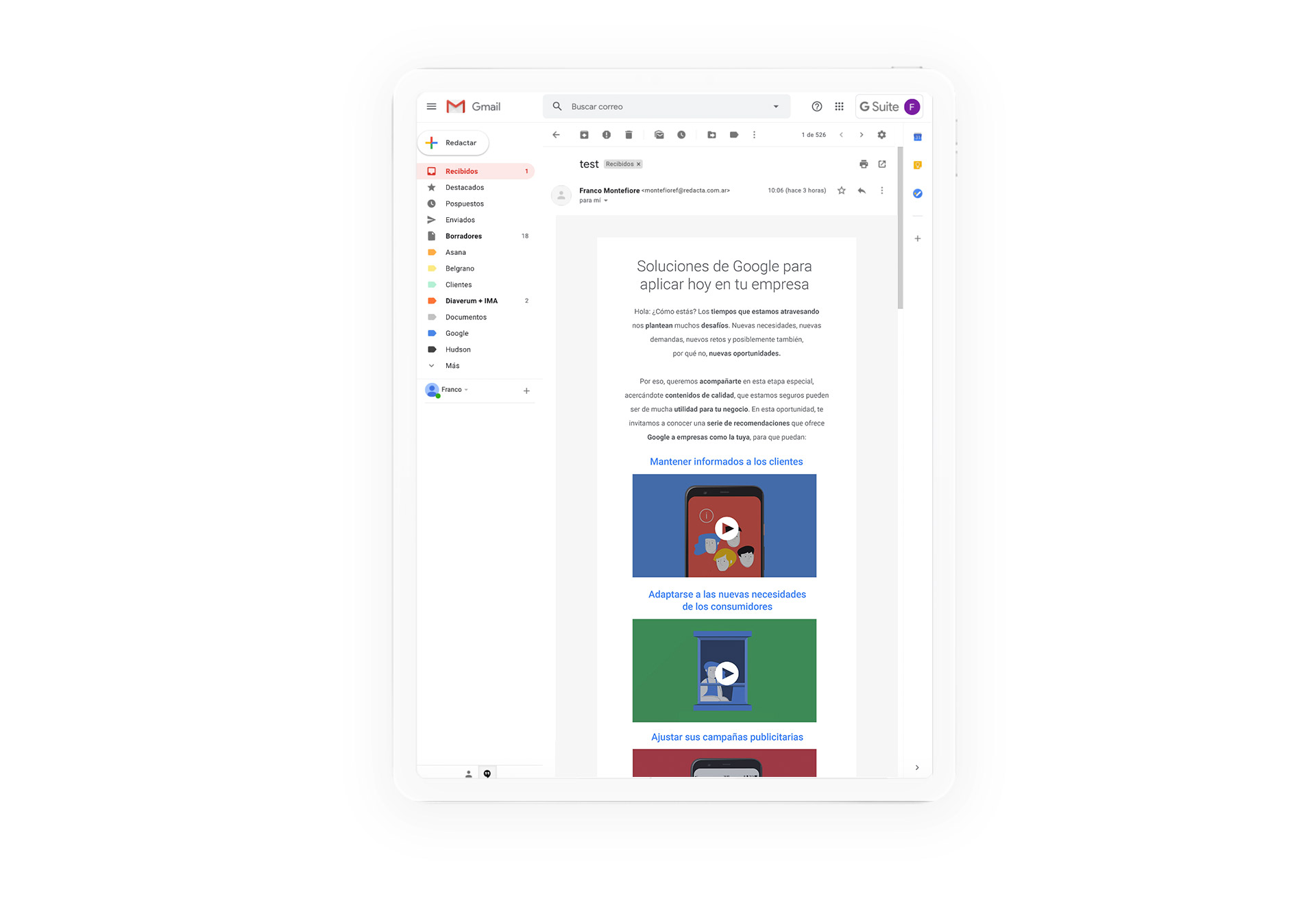 Google EDMs — pieza de campaña